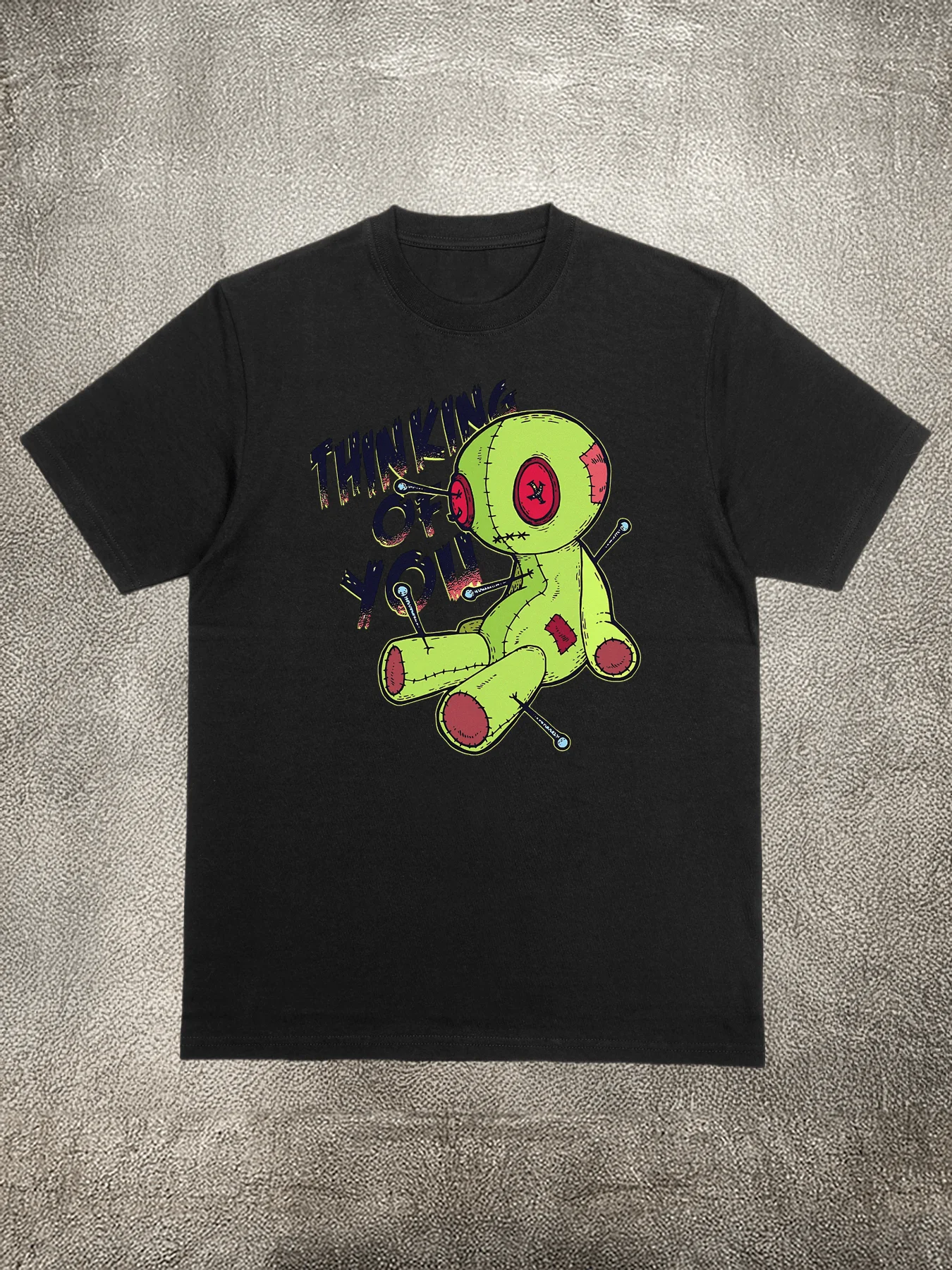 

200g Cotton Men's T - Shirt, Voodoo Doll "Thinking of You" Pattern, Heat - Transfer Printed, for Daily Casual Wear