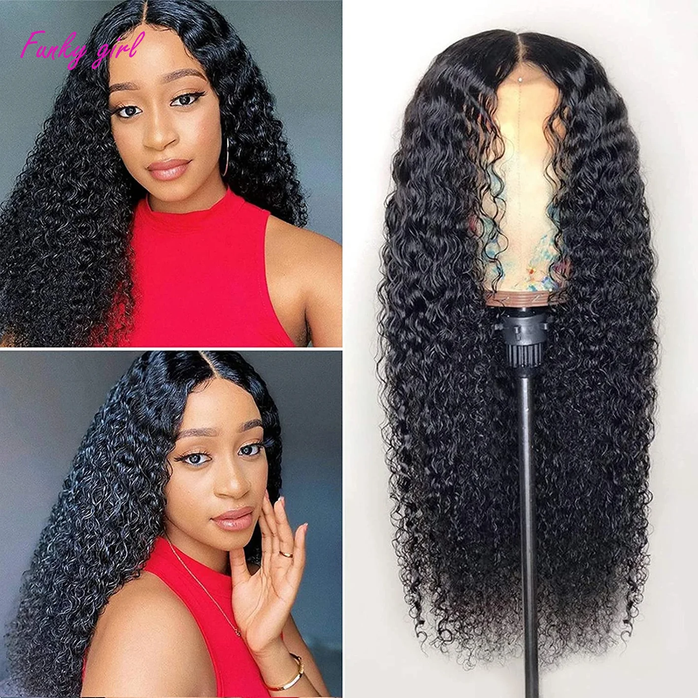 Brazilian Hair Jerry Curly 13x4 Lace Front Wig Human Hair Wigs Natural Color Free Part Transparent Lace Closure Wigs For Women