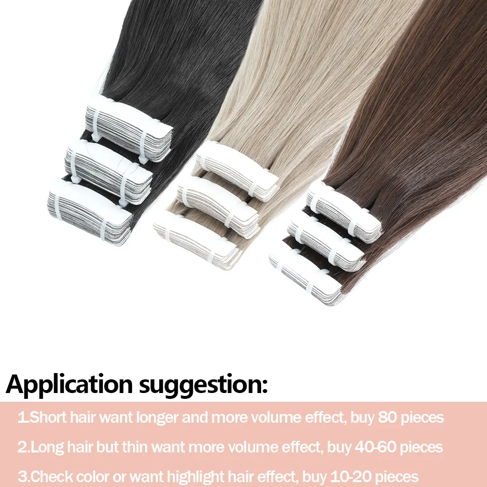 26 นิ้วเทปต่อผม 20 ชิ้น Bio สังเคราะห์ตรง Bule สีชมพู Ombre สีแดง Hair Extension กาวสองด้านผม 50 กรัม