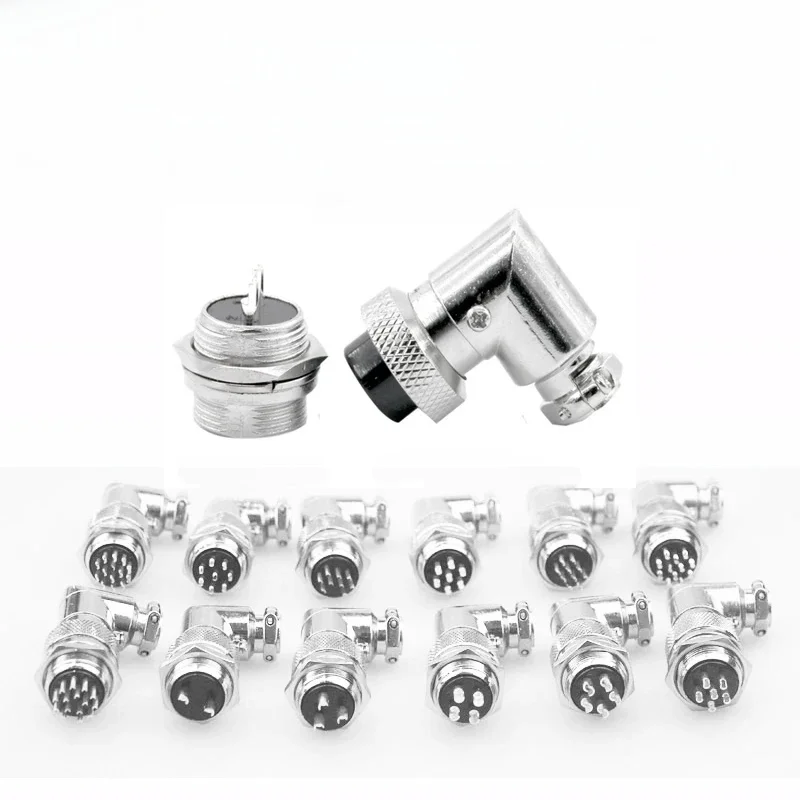 Cltgxdd 1 jeu GX16/GX20 90 degrés angle droit XLR 16/20mm coude 2/3/4/5/6/7/8/9/10/12/14/15 broches fiches d'aviation mâles et femelles