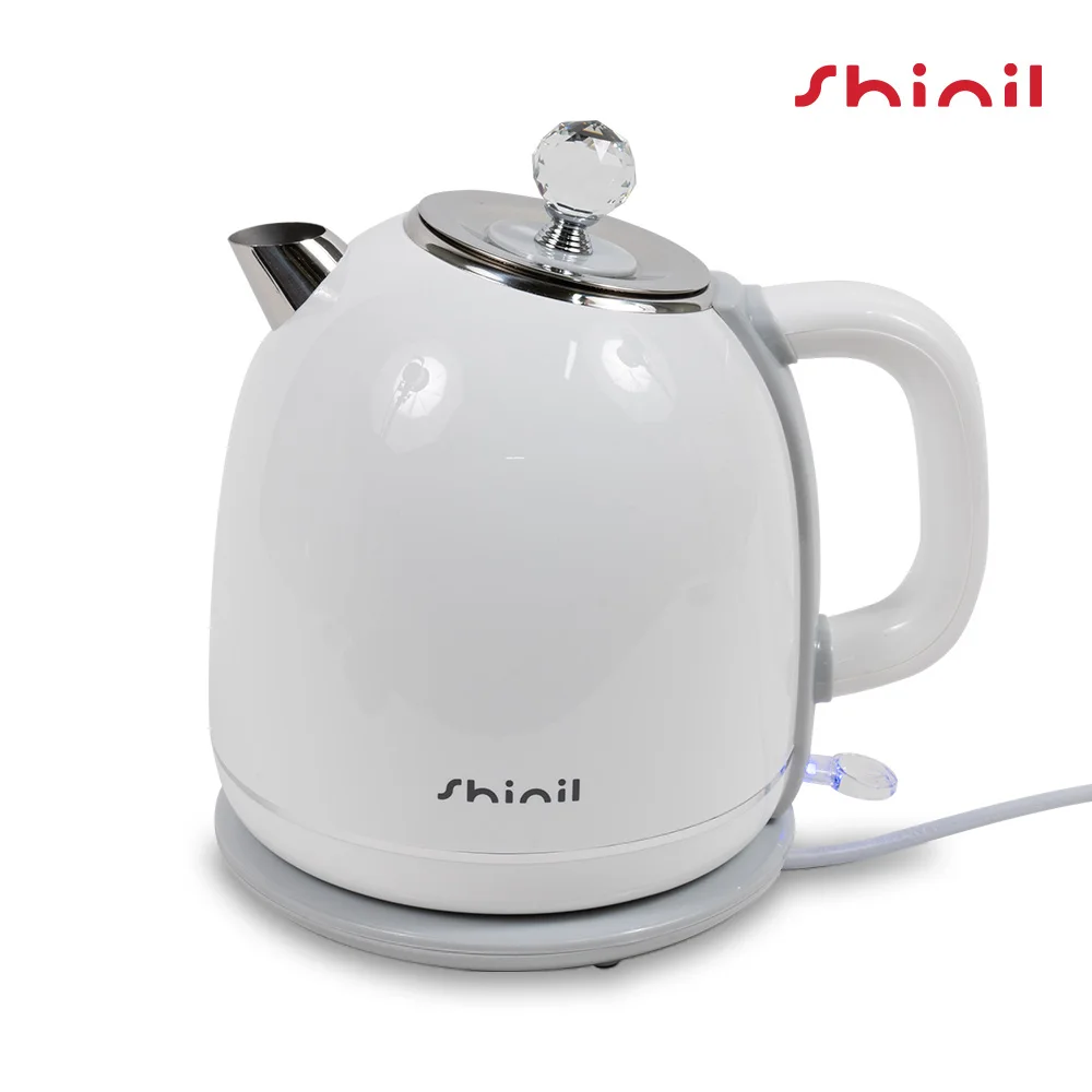 Shinil Electronics High Capacity Wireless Kettle Coffee Pot 1.8 L Stainless 304 Double Insulation SEP-WH18KP White