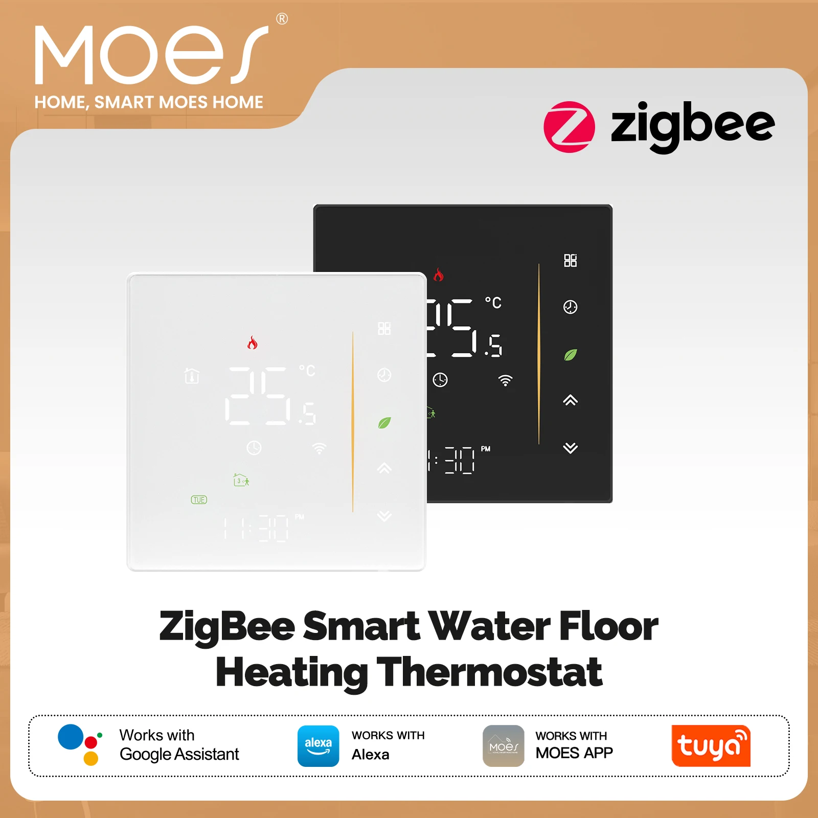 MOES ZigBee Smart Thermostat Room Temperature Controller, Water Electric Floor Heating Gas Boiler, Humidity, Tuya, Alexa 5A 16A