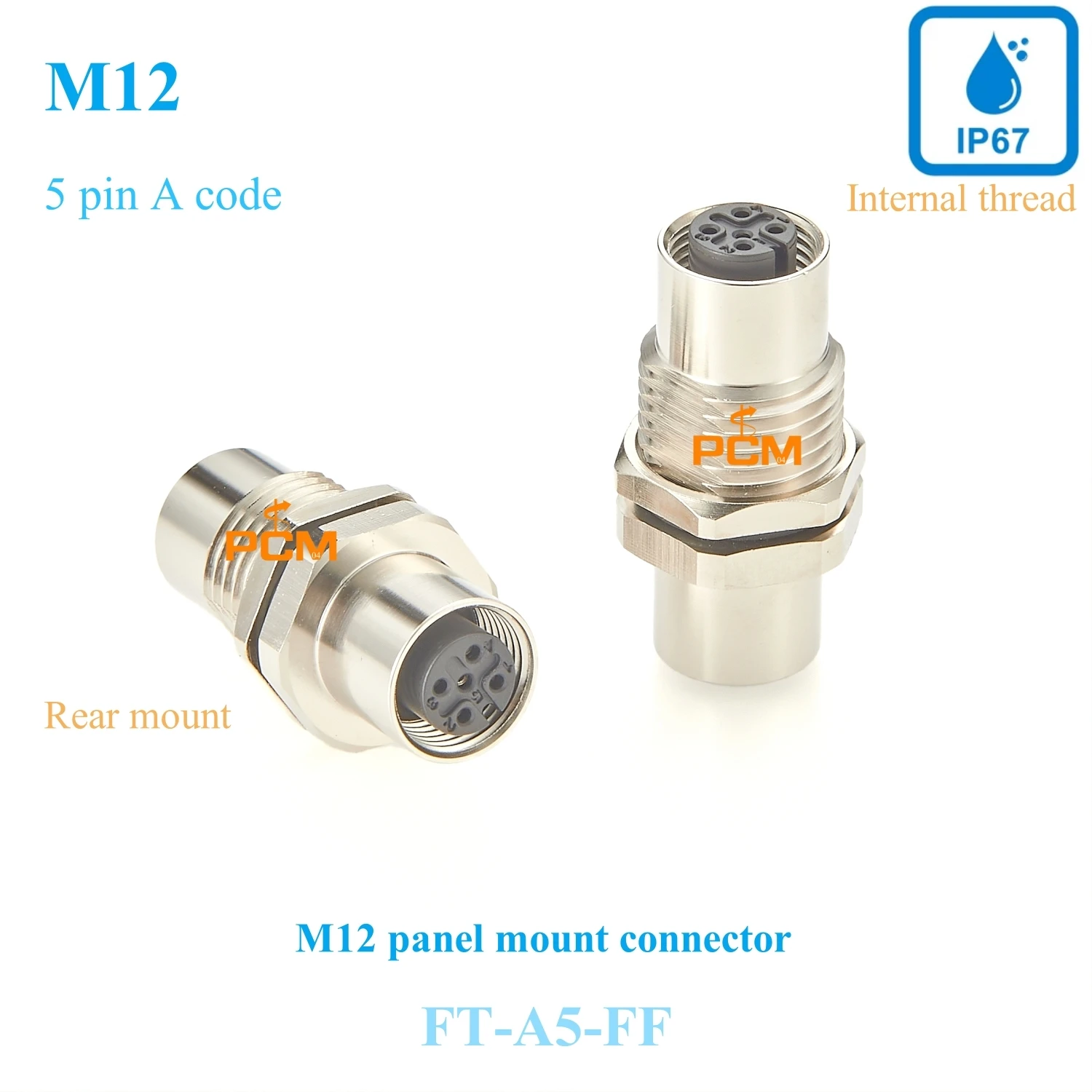 NMEA2000 M12 coupler A-Coded 5-Pin Female Connector for panel Mount IP67 Rated for Sensor Network & circular marine connector