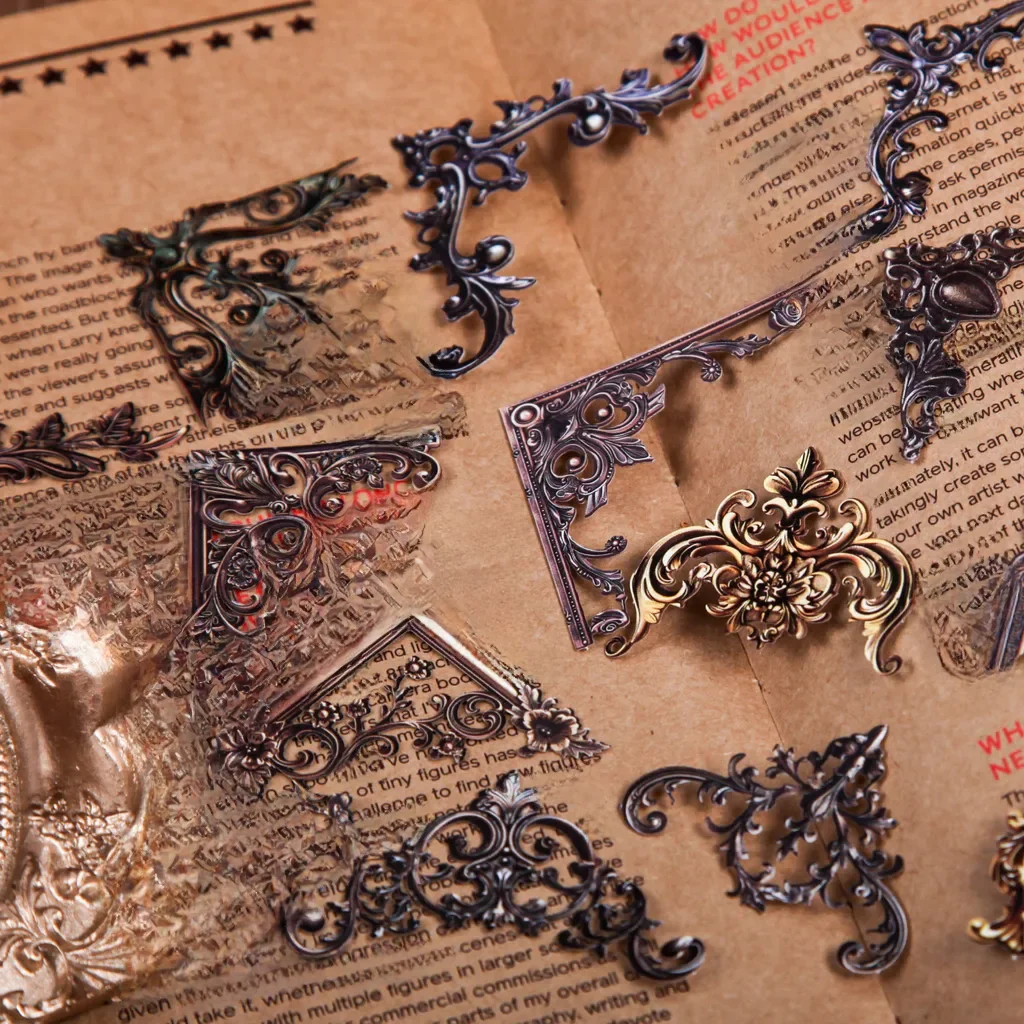 Autocollants d'angle Vintage rétro ajourés, pour cadres Photo, Collage, matériel de Scrapbooking pour Journal indésirable, 24 pièces/paquet