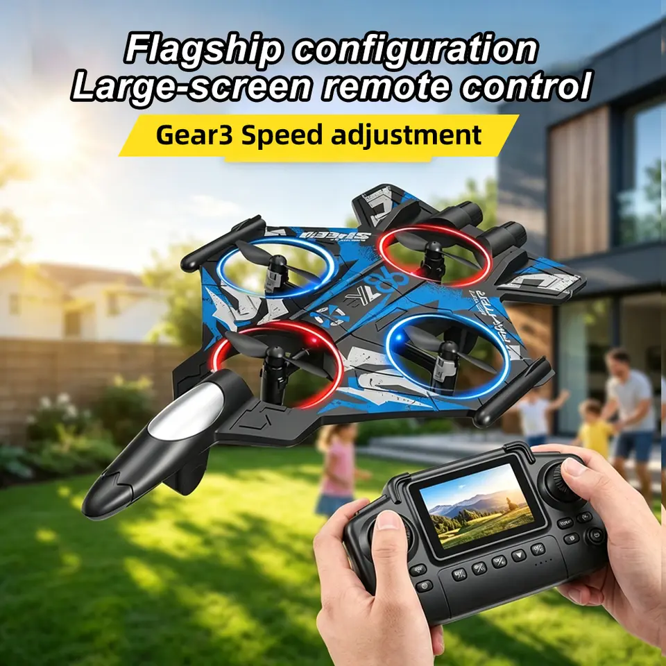 480P Camera Mini Drone with Screen Remote & LED Lights, 10-20 Min Flight Time
