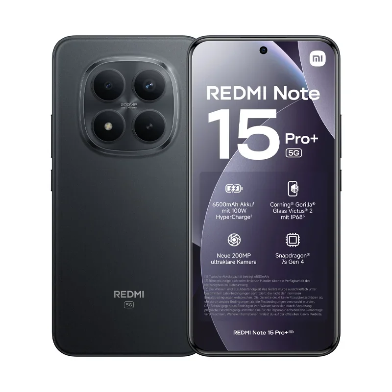 XIAOMI REDMI Note 15 Pro Plus 5G 8+256GB/12+512GB Negro, Pantalla AMOLED CrystalRes de 6.83" 1.5K Octa-core 2.7GHz, 200MP 6500mAh NFC IP66/IP68