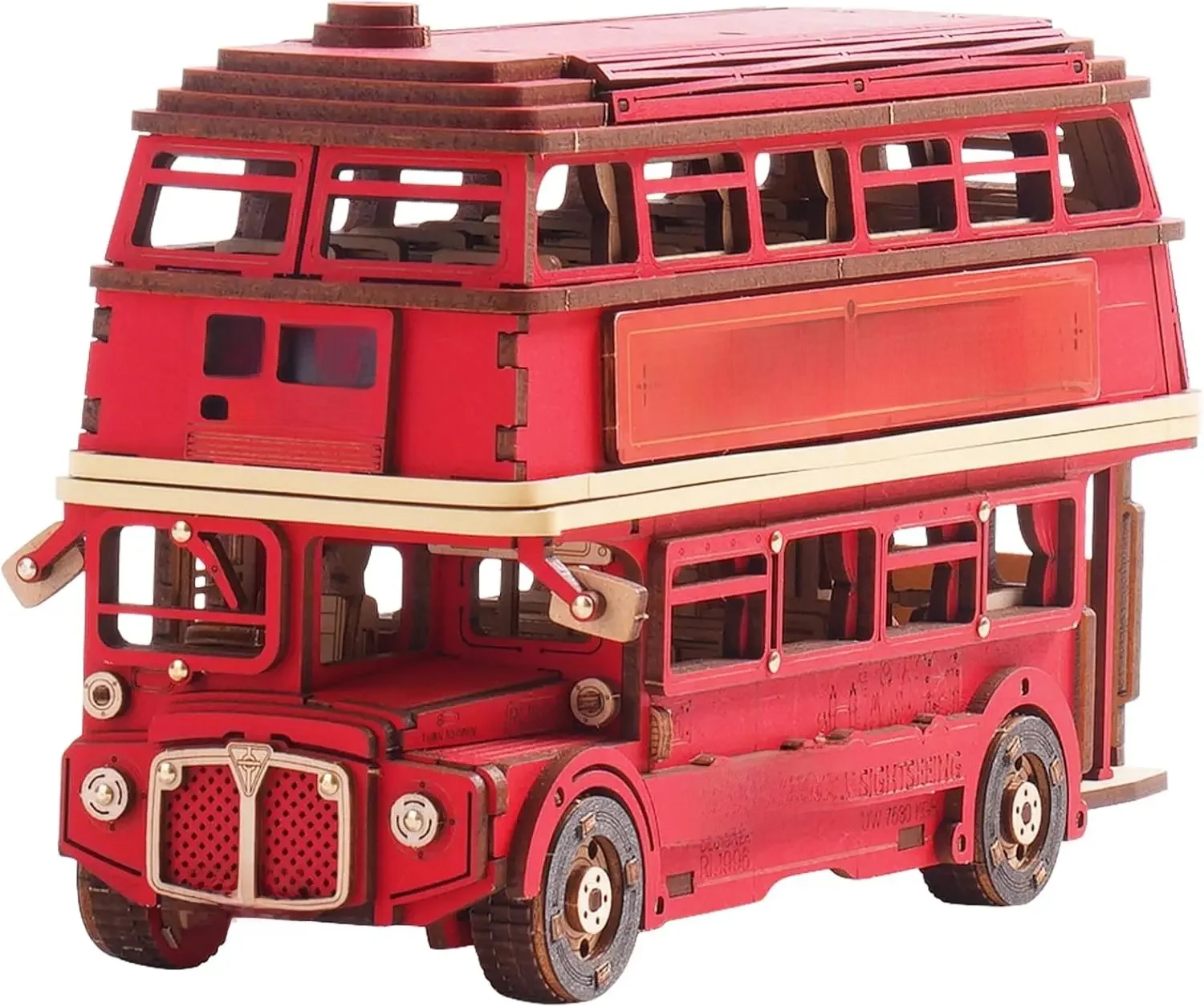 Robotime London Tour Bus 3D Holzpuzzle Holzmodell Spielzeugauto zum Bauen Bastelset Sammlerstücke Geschenke für Jungen und Mädchen