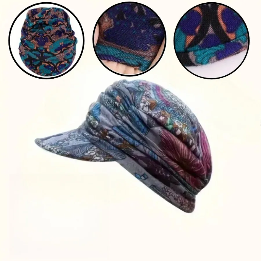 Topi Bertepi Pendek Bermotif Merah/Abu-abu 3 Buah, Cocok untuk Semua Musim, Mudah Dibawa, Cocok untuk Perjalanan dan Belanja Sehari-hari