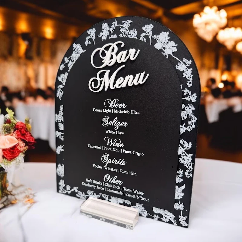 3D ARCH Signature Cocktail Sign Toile Floral Chinoiserie Bridal Shower Wedding Reception Luxury Elegant French Bar