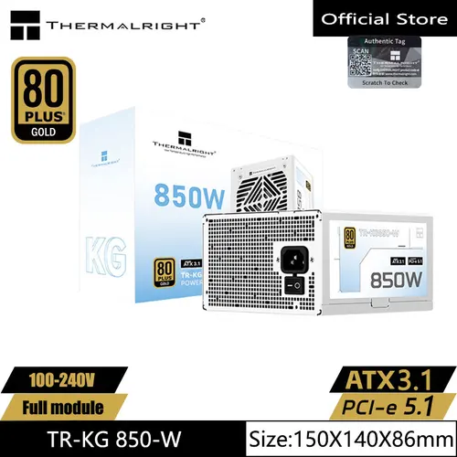 Thermalright TR-KG850 Medalla de oro blanco fuente de alimentación totalmente modular/soporte ATX3.1/voltaje 100-240V/850W/750W compatible con PCI-E5.1
