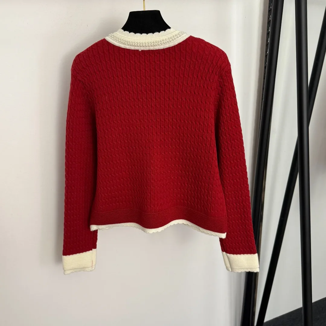 

25 Autumn/Winter New Round Neck Long Sleeve Knitted Cardigan Women's Trendy Style Cardigan Coat Top