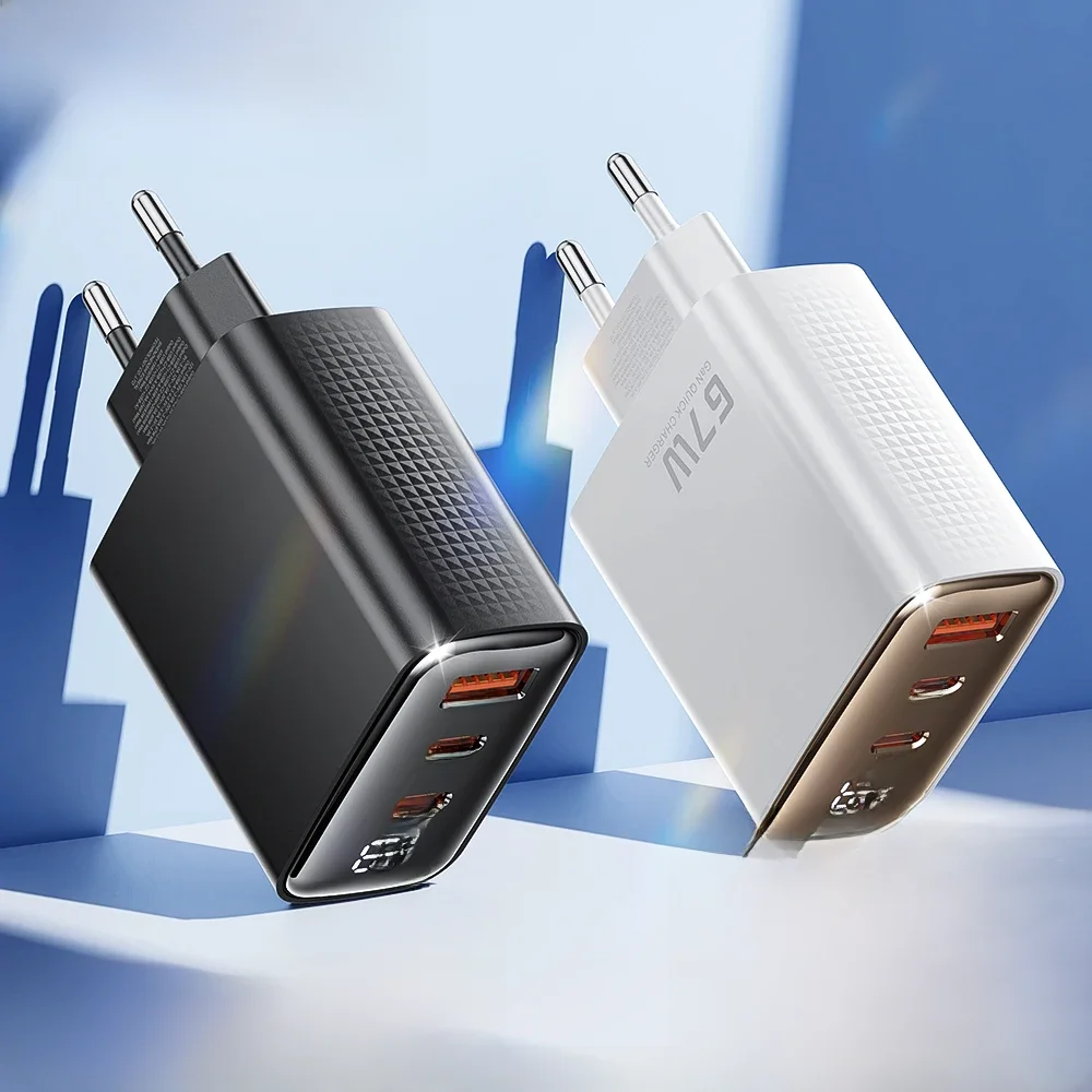 Toocki PD 67W GaN USB Charger Digital Display Quick Charge QC4.0 Type C Charger For iPhone ipad Xiaomi Samsung Huawei Tablets