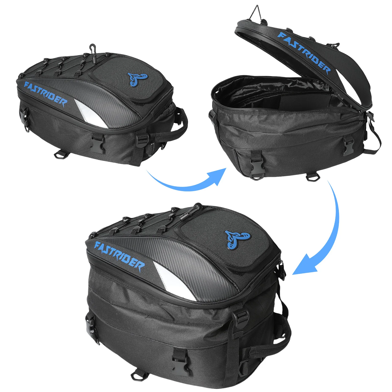 Motorrad-Hecktasche, Wasserdichte 37L Multifunktionale Rucksacktasche mit Hoher Kapazität und Hochsichtbarem Reflektierendem Design – Detail 5