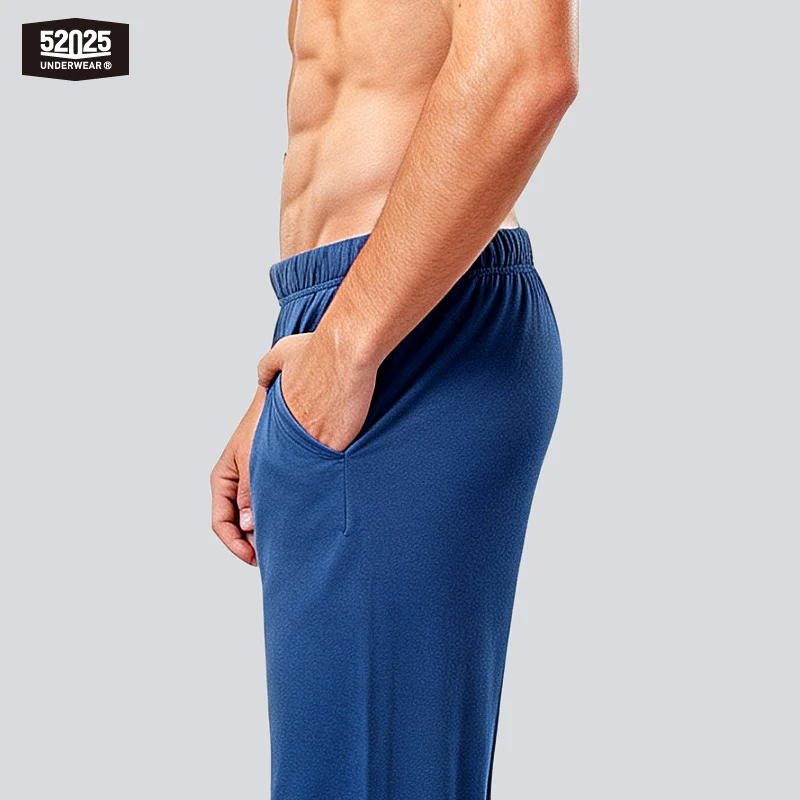 52025 Men's 100% Cotton Pajama Lounge Pants – Relaxed Fit, Side Pockets and Breathable Everyday Comfort