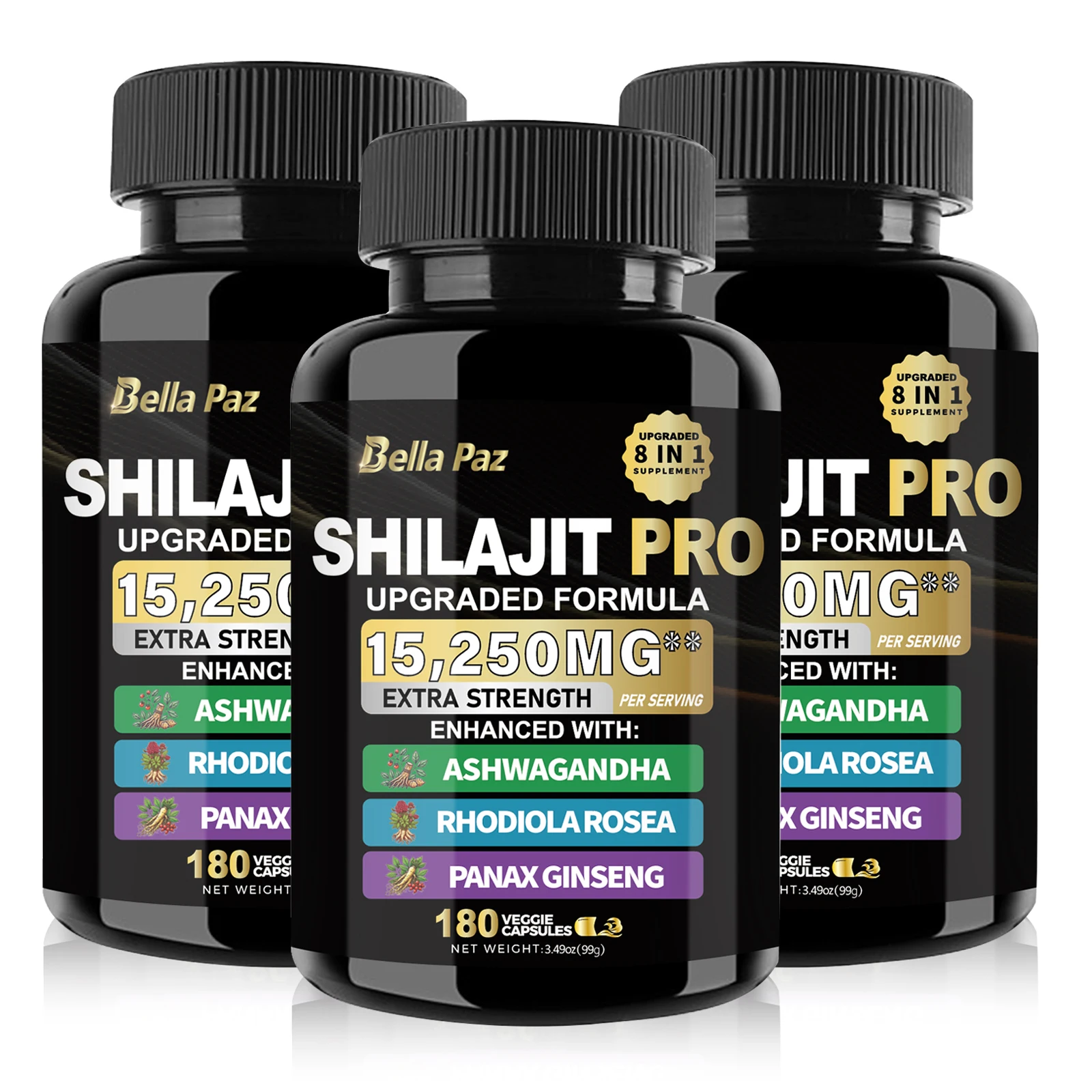 

BellaPaz Shilajit натуральная синергии 8 в 1 формула: сочетание Shilajit, Ashwagandha, Rhodiola, для комплексного оздоровления