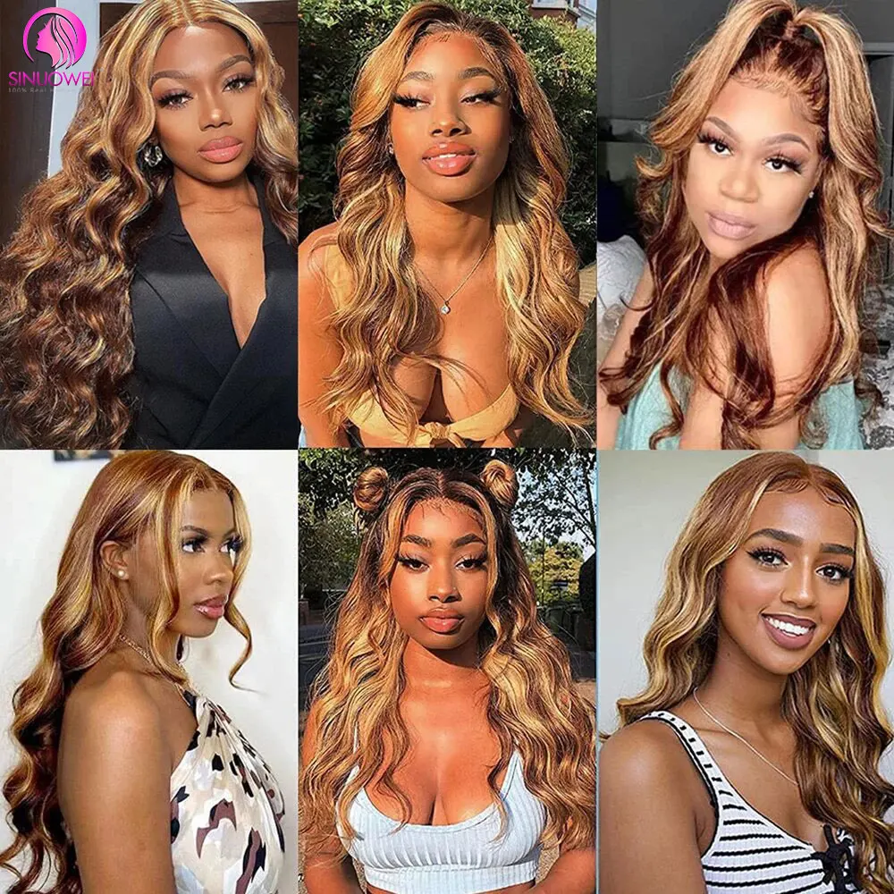 Highlight Bundles Brazilian Body Wave Human Hair Bundles 4/27 Honey Blonde Colored Remy Hair Extensions 3/4 Pcs Bundles Deal