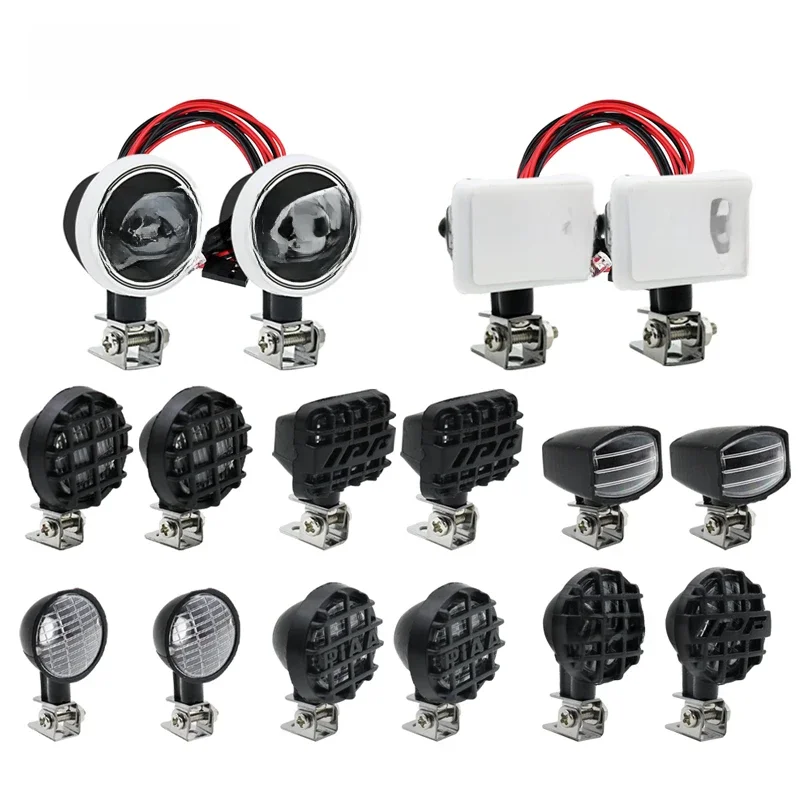 Phares LED ronds pour voiture RC, projecteur avec support pour chenille 1/10 Traxxas TRX4 TRX6 Axial SCX10 III YK4082 Tamiya CC01