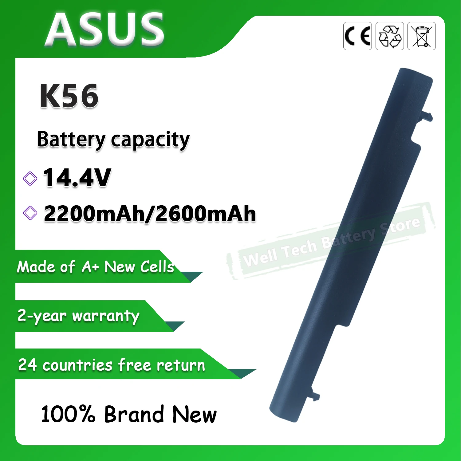 K56 Laptop Battery for ASUS A46 Ultrabook A46C A46CA A46CB A46CM A46V A56 Ultrabook A56C A56CA A56CB A56CM A56V Series