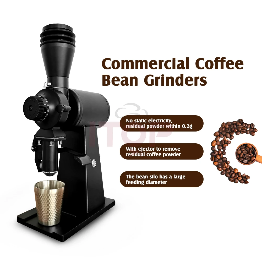 ITOP 90mm Coffee Bean Grinder Titanium Plated Ghost Tooth Knife/ Flat Burr No Static Electricity Coffee Grinder Tea Grinding