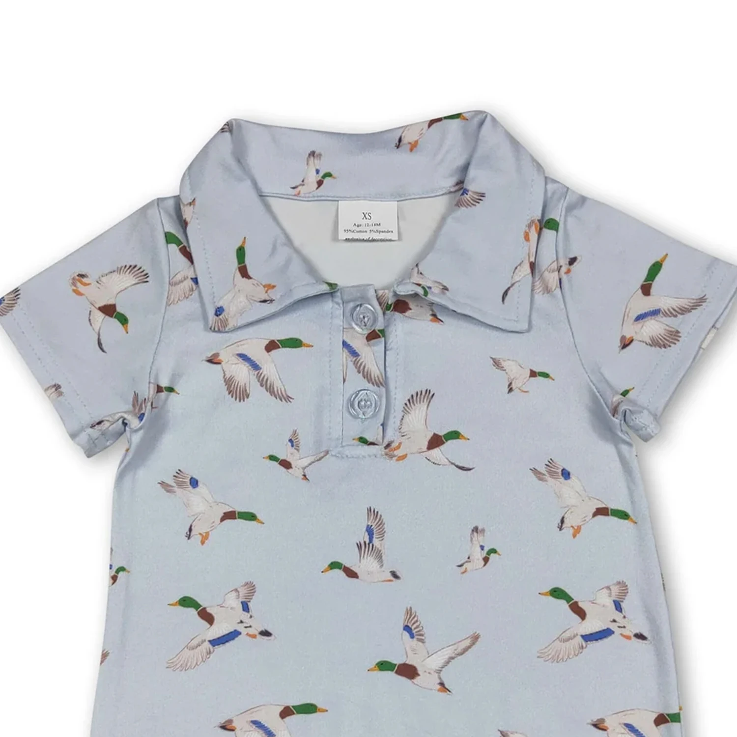 Baby Boy Summer Polo Romper Short Sleeves Duck Design Comfortable Cotton Outfit for Infants