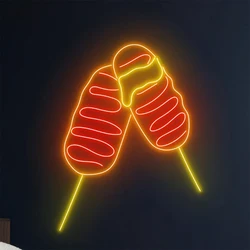 Hot Dog Neon Sign Corn Dog Open Neon Sign Fast Food Restaurant Shop Room Wall Decor Living Room Decor