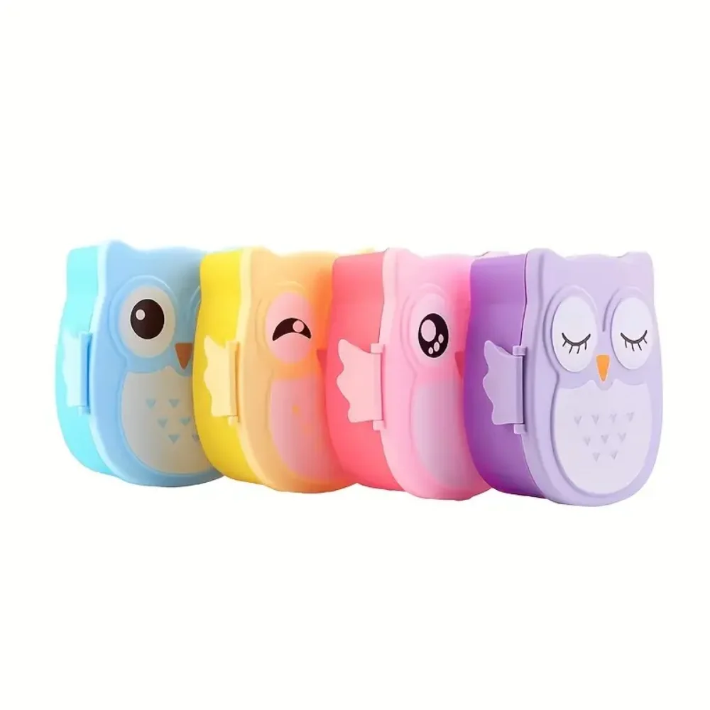 [Cartoon Owl Lunch Box] Secure Portable Plastic Lunch Box - Cartoon Owl Design, Ideal for Picnics and Students