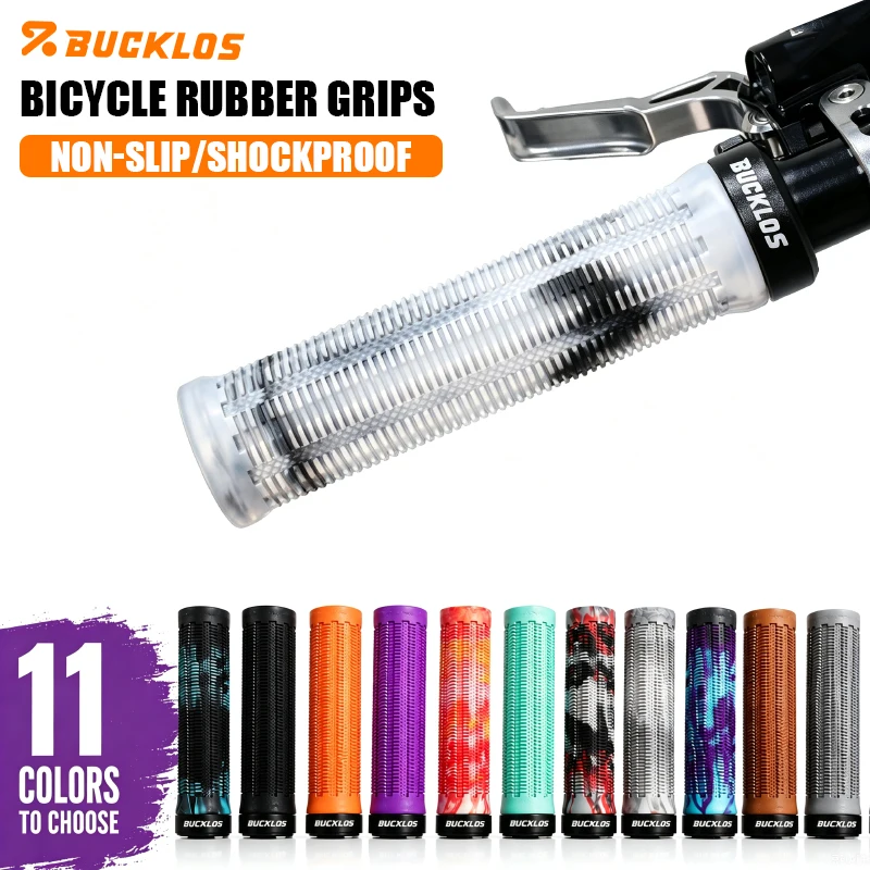 1Pair BUCKLOS MTB Bike Grips 22.2mm Rubber Bicycle Handle Grips Shock Absorption Bicycle Handlebar