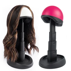 Adjustable Wig Head for Travel and Salon - Black Stand Styrofoam Head Collapsible Compact Stand Expands for Long and Short Wigs