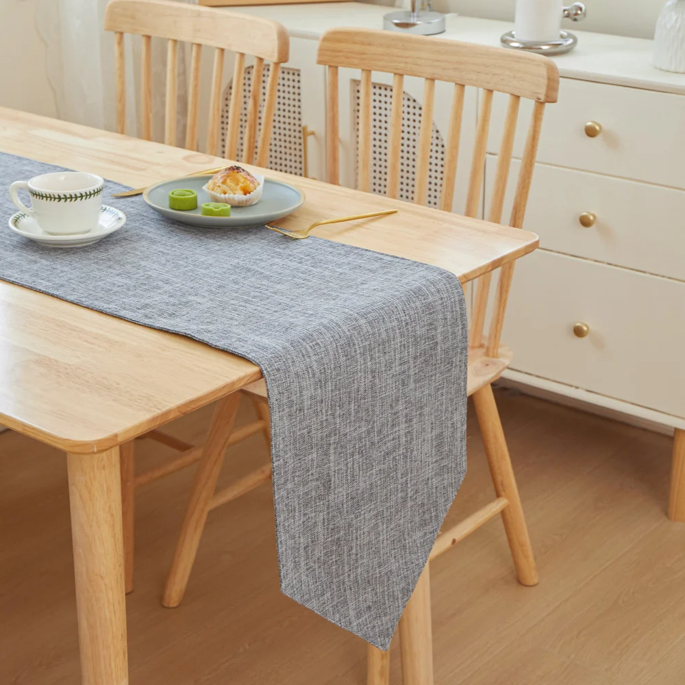 

Nordic Country Dark Gray Table Runner Thickened Machine Washable Heat Resistant Solid Linen Tabletop Mat TV Bench Cabinet Decor