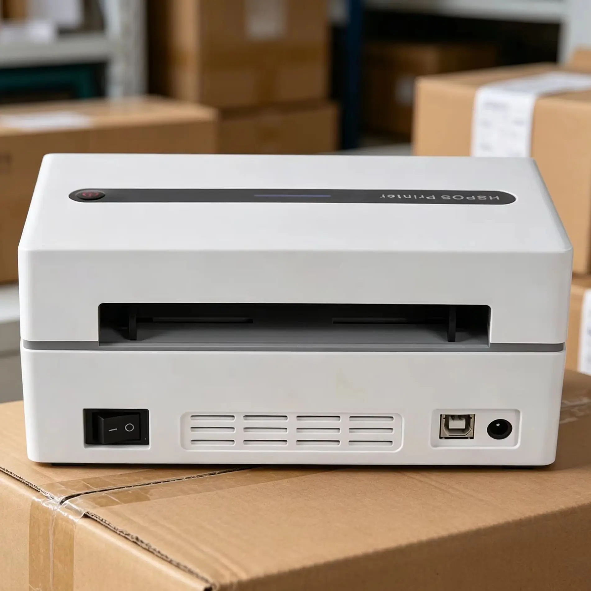 New HS-K38 110mm Desktop Thermal Shipping Label Printer, Max 108mm Print Width, Adjustable Media Size