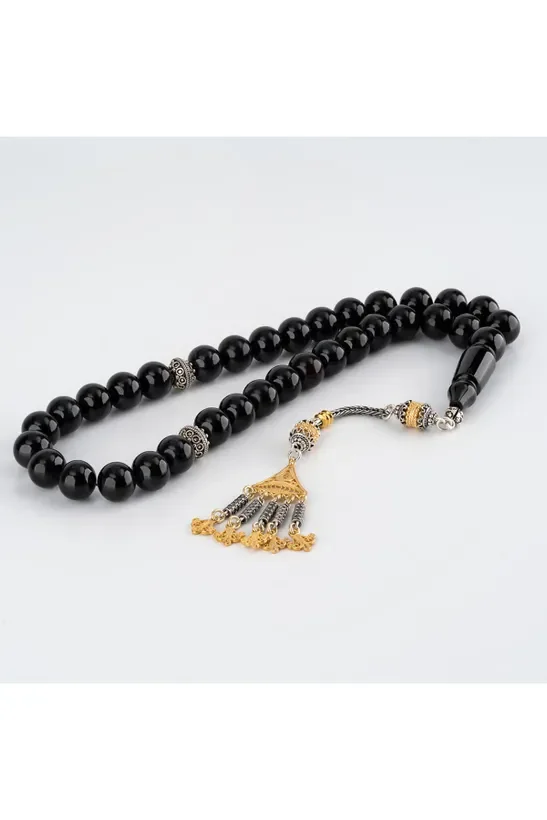 925 Sterling Silver Luxury Men's Prayer Beads Made of Black Onyx Stone