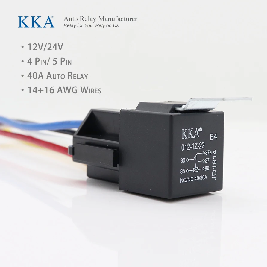 [4pcs/pack]Waterproof Automotive Relay 12V 24V 4pin 5pin 4P 5P 40A Car Relay With Copper Terminal, Auto Relay With Relay Socket