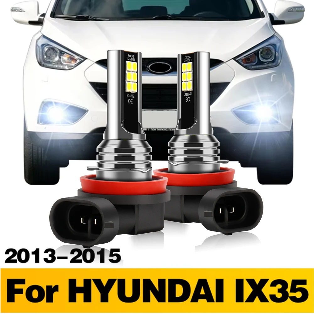2Pcs LED Lamp Car Front Fog Light H8 H11 H16JP Bulbs Auto Foglights 3030SMD 6000K Accessories For HYUNDAI IX35 2013 2014 2015