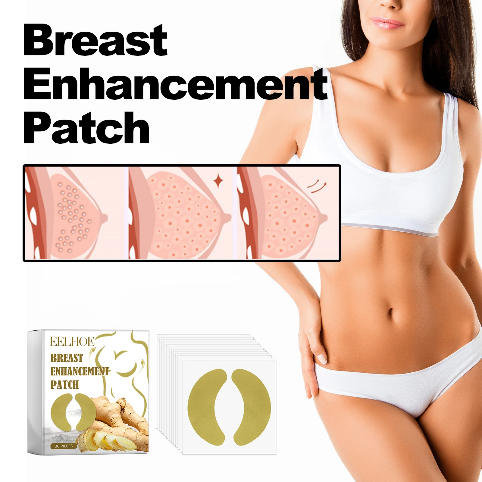 EELHOE Ginger Breast Plump Patch Chest Lifting Firming Increase Chest Enhancer Breast Enlargement Patches Breast Growth Products