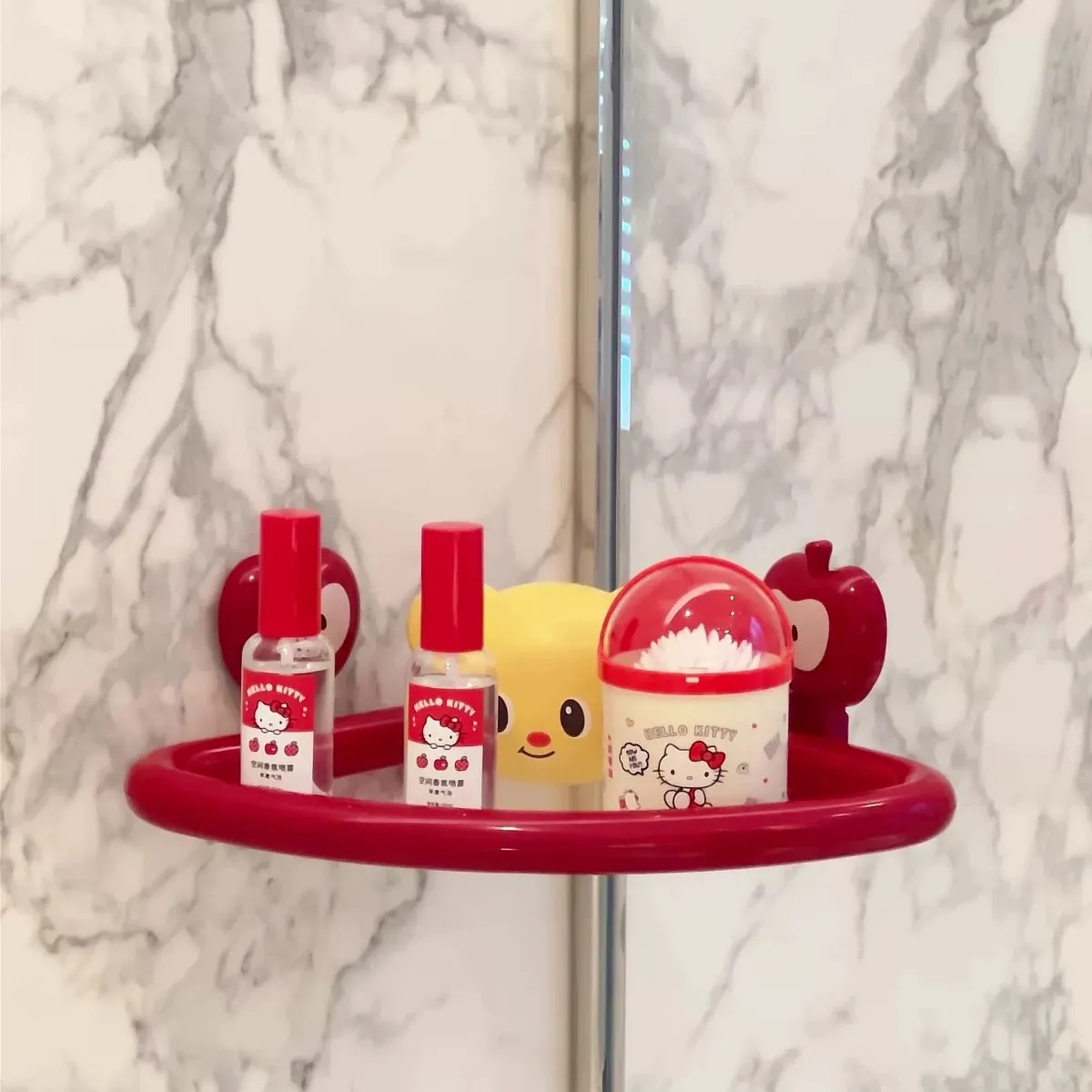 Apple Suction Cup Corner Shelf 2pc Bathroom Triangle No Drill Organizer Clear Tray