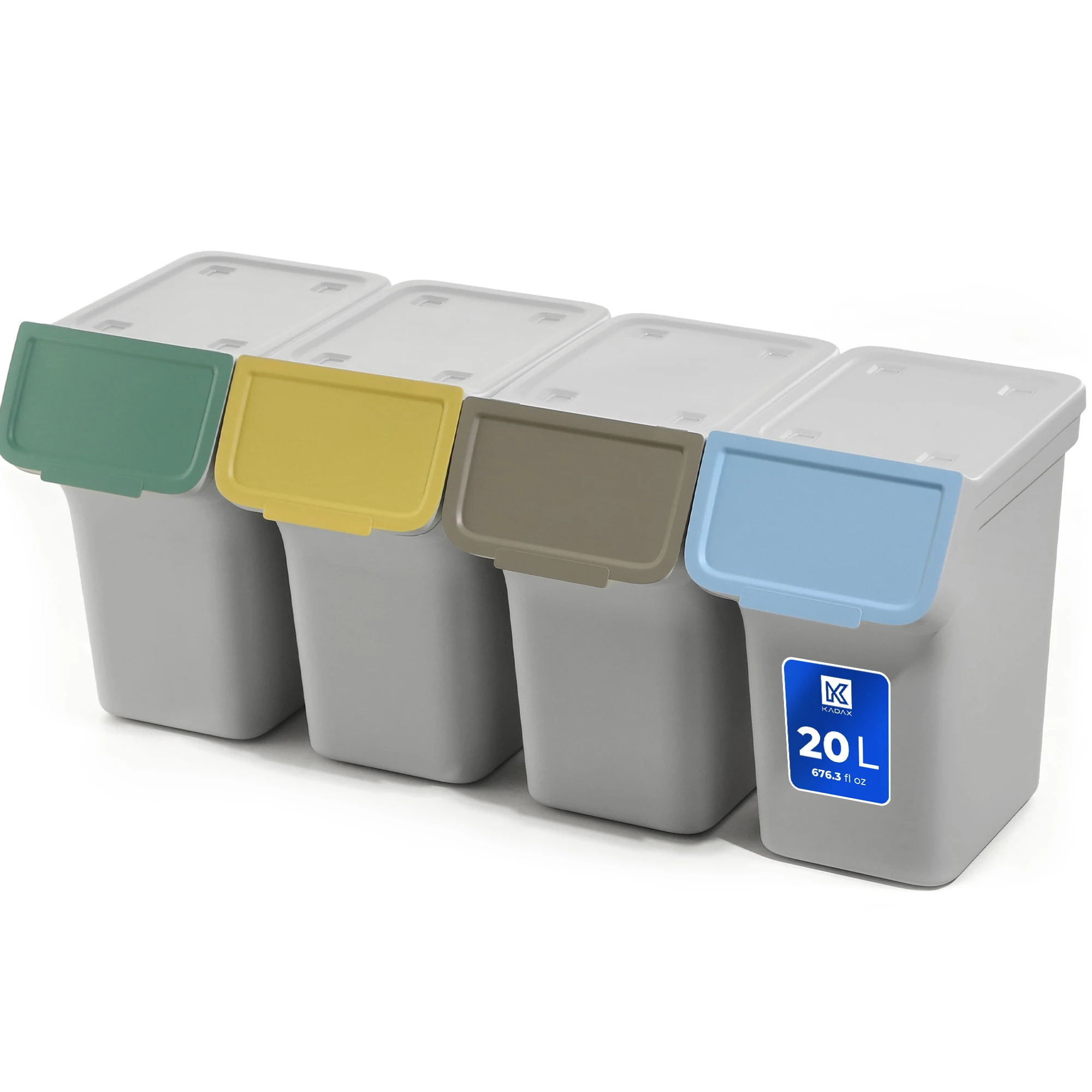 Kadax 4x Vuilnisbak 20l Afvalopslagcontainer Voor Segregatie-As