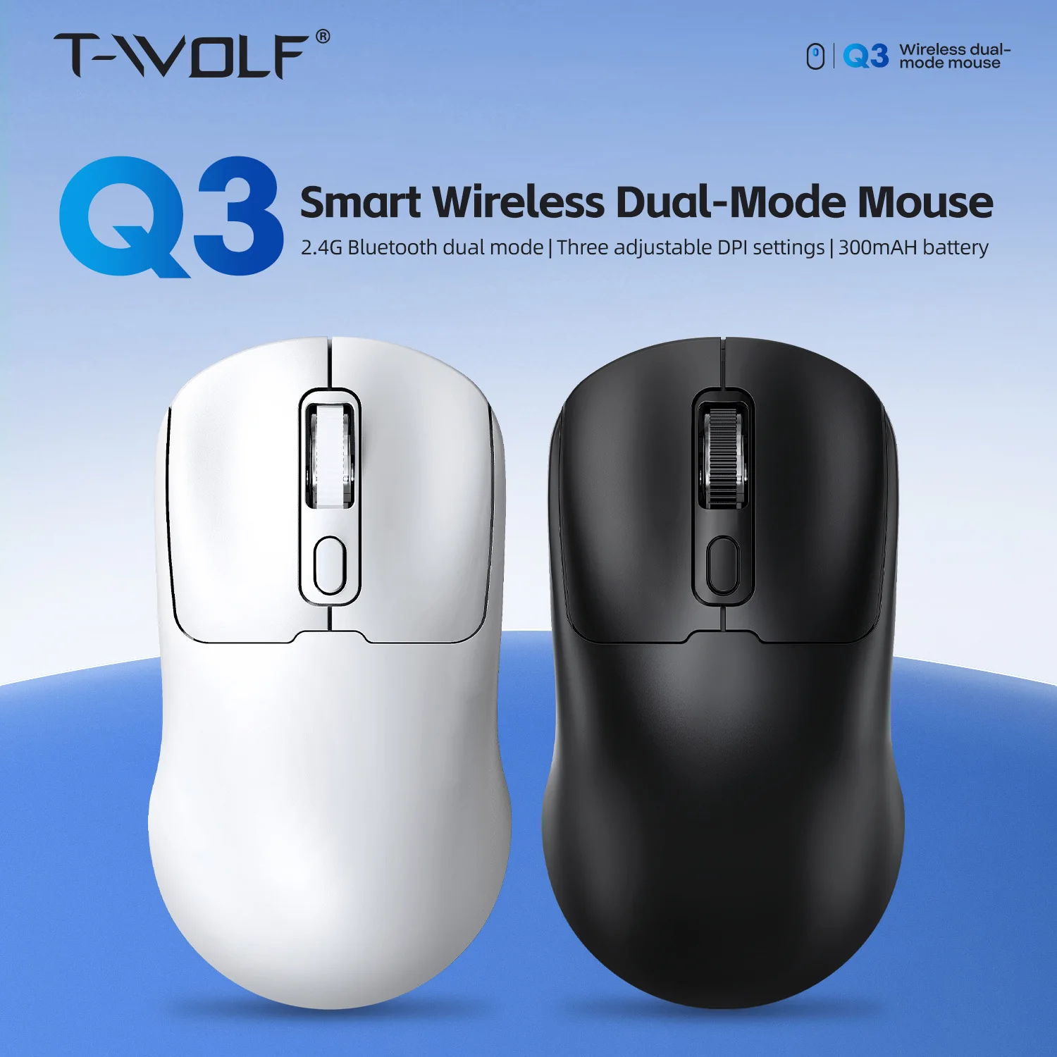 

Wireless Mouse Bluetooth Wireless Gaming Mouse 2.4G USB Dual Modes Connection 4 Keys 1600DPI Q3 E-sports 300mAh Ergonomic Design