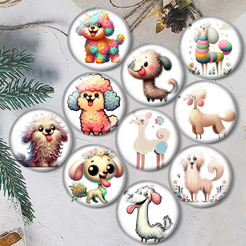 Whimsical Spring Dog 12/18/20/25mm glass cabochon  bracelet pendant rings for jewelry demo earrings back Making findings