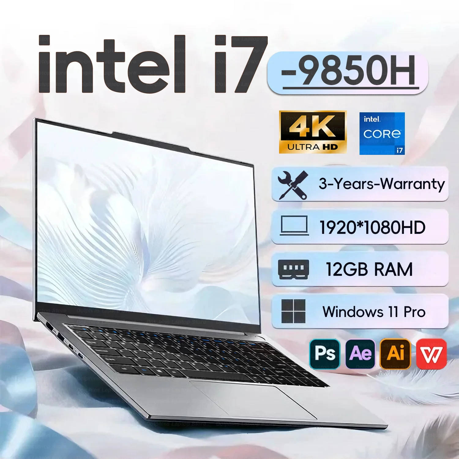 Computer portatile da 14,1 pollici Intel Core i7 9850H 12GB RAM 512GB 1TB 2TB SSD Laptop Windows 11 Notebook PC Ufficio Studio Gaming la