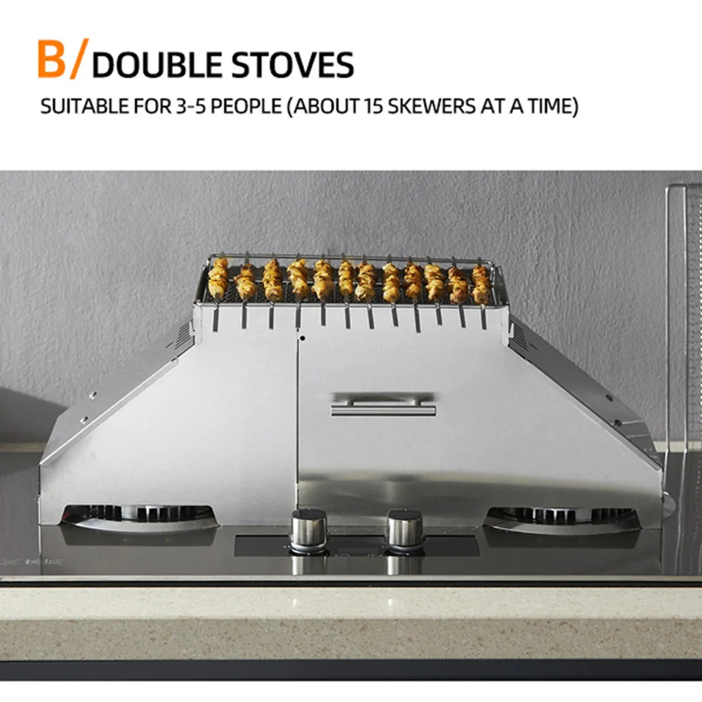 Kompor Gas ในครัวเรือนเตาบาร์บีคิวเตาบาร์บีคิวไร้ควันในร่มสแตนเลสแบบถอดออกได้