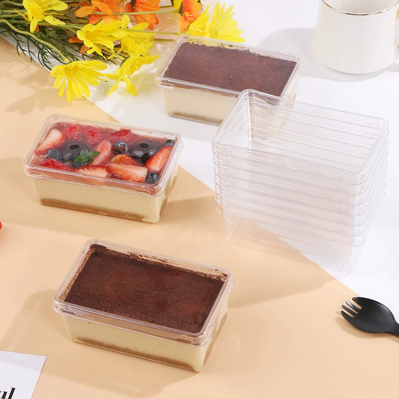 Cajas rectangulares para decoración de pasteles y galletas, contenedor de postre, leche de soja, fruta, galletas, Melaleuca, caja de pastelería, 210ml, 50 unidades