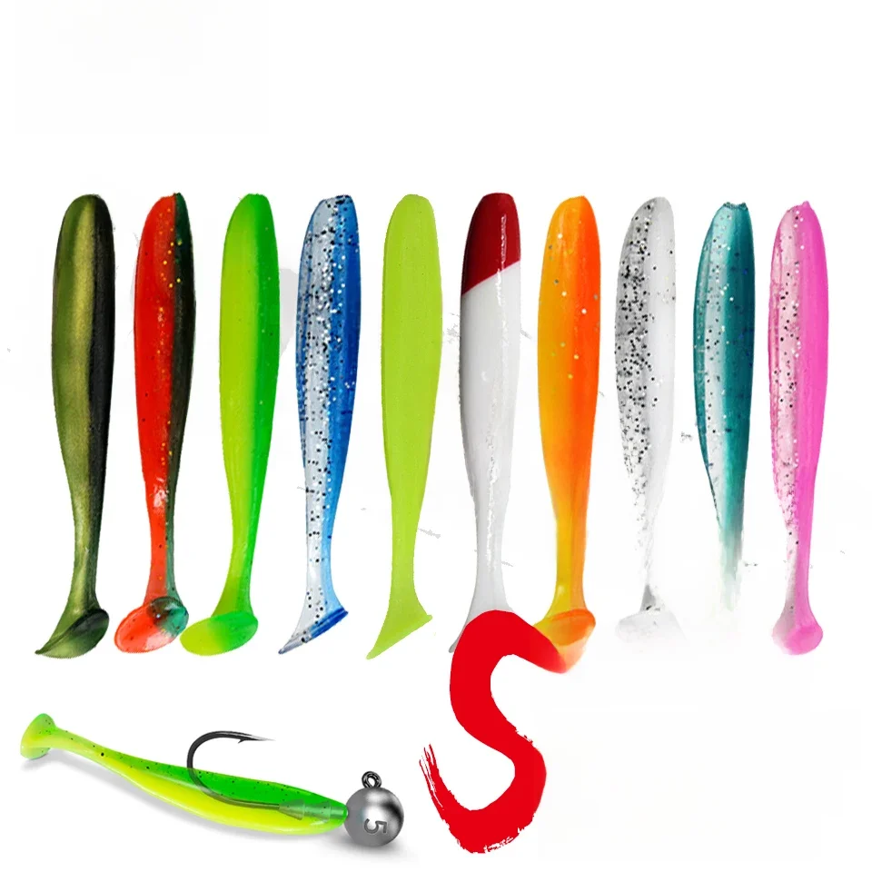 WALK FISH 10PCS Miękkie przynęty robakowe Silikonowa przynęta 5,5 cm 6,3 cm 7 cm 9 cm Ryby morskie Pva Swimbait Woblery Towary do wędkowania Sztuczne — zdjęcie 2