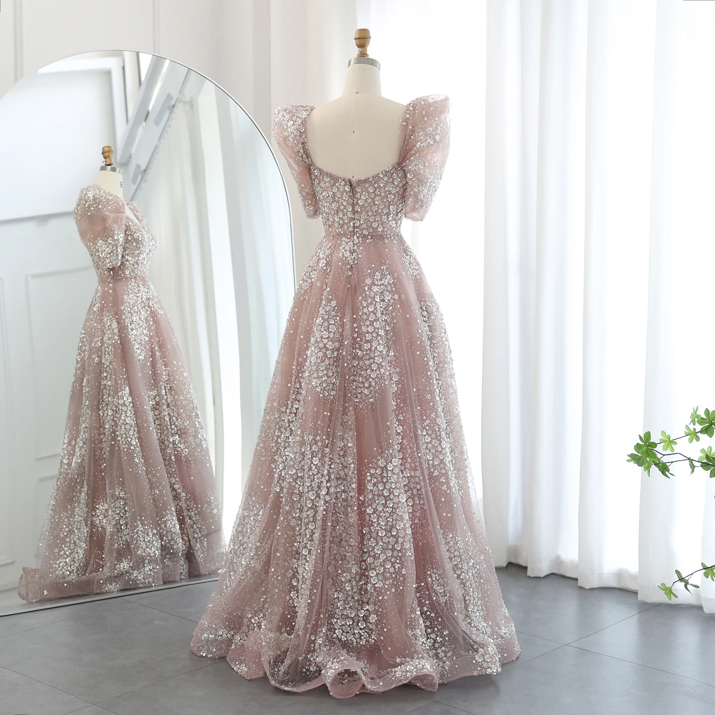 Sharon Said Glitzerndes Limonengrünes Luxus-Abendkleid aus Dubai für Arabische Hochzeiten, Verlobungen und Formelle Anlässe, Modell SS155, Maßanfertigung – Detail 25