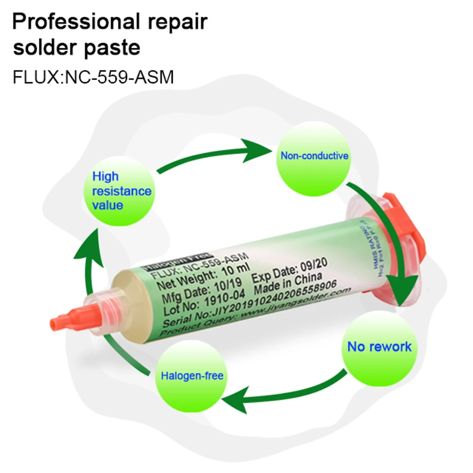 Original Amtech Nc 559 Flux Welding Flux 10ml Syringe Flux for Soldering and Soldering for Electronics Tools &BGA SMD PCB Repair