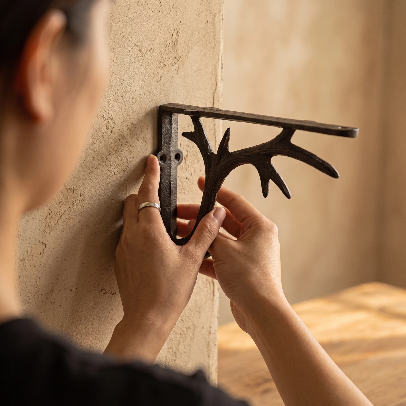 Wall Mount Bracket Retro Wrought Iron Cast Iron Antler Support Frame Wall Decoration Wall Support For Fixed Objects Shelf Unit