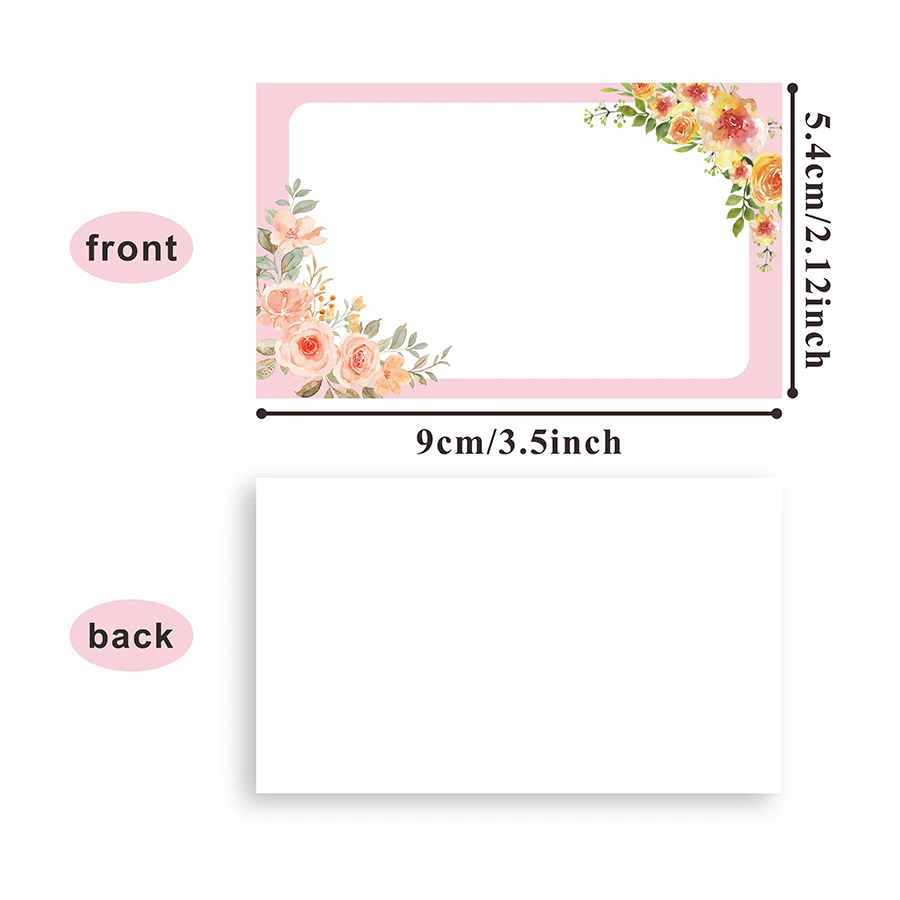 100 قطعة من البطاقات الفارغة الوردية - بطاقات شكر صغيرة لحفلات الزفاف وأعياد الميلاد والعطلات والتغليف والاستخدام المكتبي