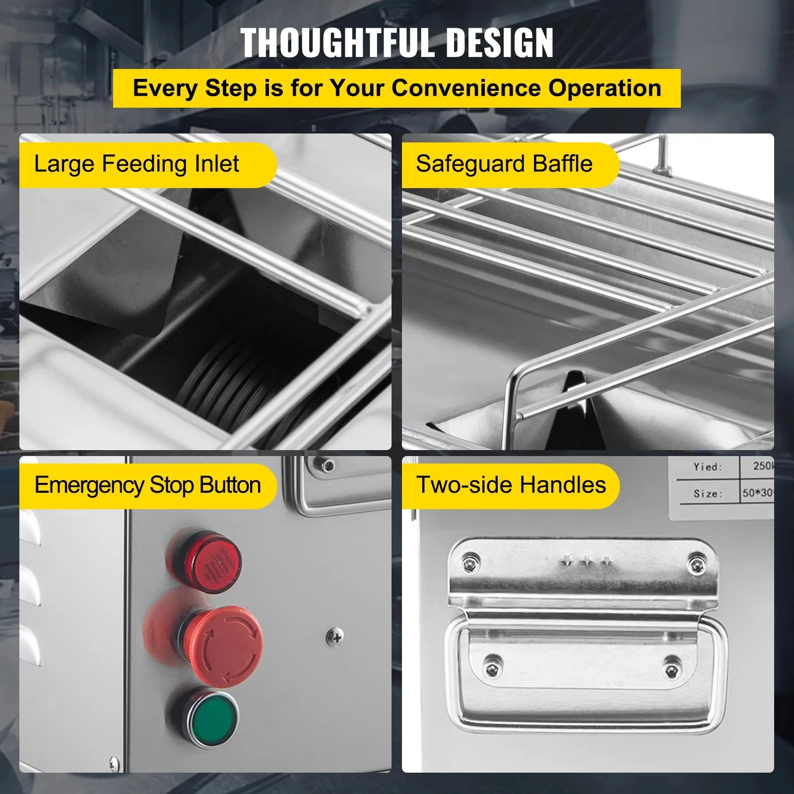 ONEHAPPY 電動スライサー ステンレススチール 850W 肉スライサー 3.0mm 鋭い刃付き キッチン、レストラン、スーパーマーケットなどに。