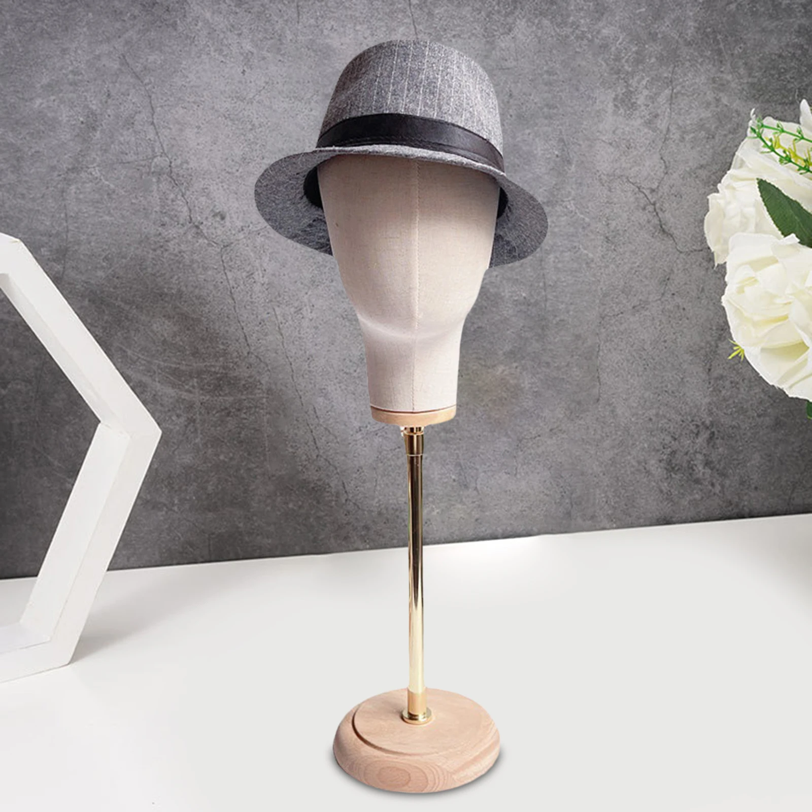 

Hat Display Stand Mannequin Head Model with Wood Base Hat Display Holders for Women