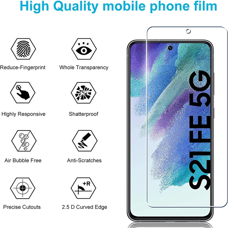 4PCS Tempered Glass for Samsung Galaxy S23 S20 FE S21FE 2.5D 9H Protective Screen Protector Film For Samsung Galaxy S21 FE Glass