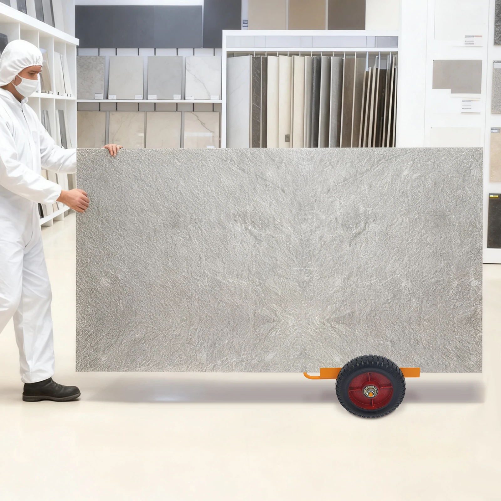 

Handling Trolley Cart, Two-Wheel Panel Transport Roller Dolly for Garden, Heavy Duty Manual Push Cart for Slab Stone Transport